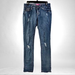Soundgirl Juniors Distressed Skinny Jeans Stone Washed Size 9!